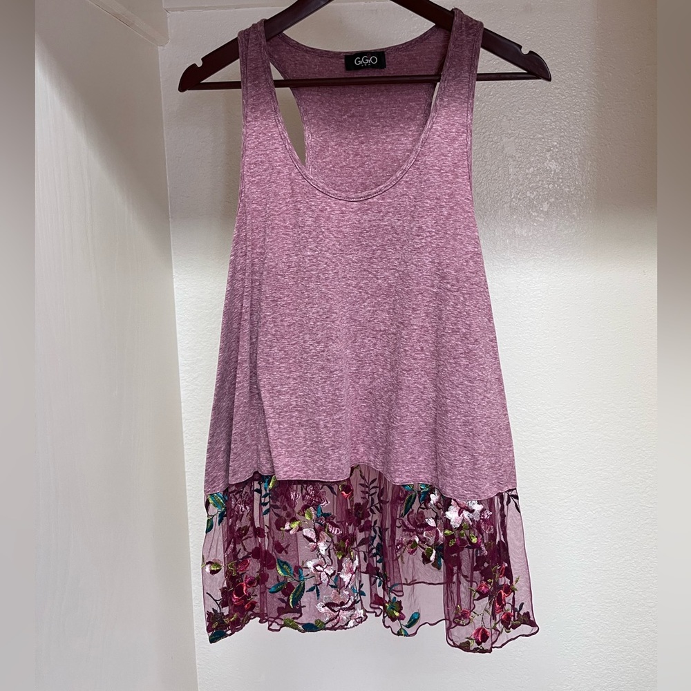 Maroon Embroidered Tank Top